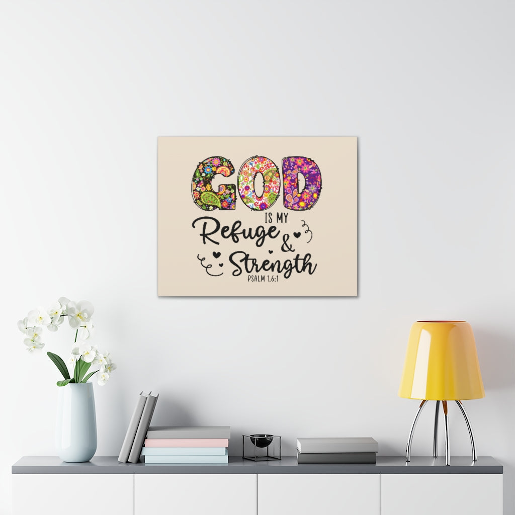 Scripture Walls Refuge & Strength Psalm 16:1 Floral Bible Verse Canvas Christian Wall Art Ready to Hang Unframed-Express Your Love Gifts