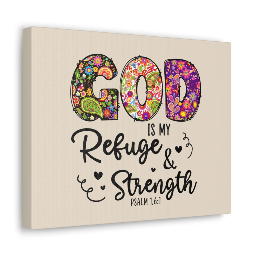 Scripture Walls Refuge & Strength Psalm 16:1 Floral Bible Verse Canvas Christian Wall Art Ready to Hang Unframed-Express Your Love Gifts