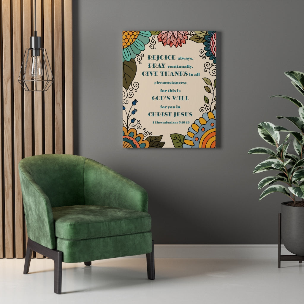 Scripture Walls Rejoice Always 1 Thessalonians 5:16-18 Colorful Bible Verse Canvas Christian Wall Art Ready to Hang Unframed-Express Your Love Gifts