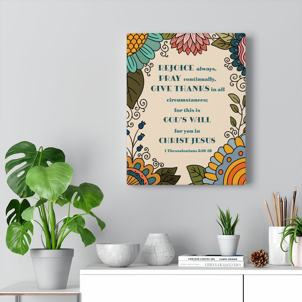 Scripture Walls Rejoice Always 1 Thessalonians 5:16-18 Colorful Bible Verse Canvas Christian Wall Art Ready to Hang Unframed-Express Your Love Gifts