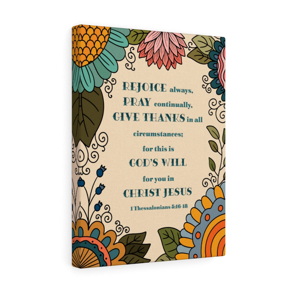 Scripture Walls Rejoice Always 1 Thessalonians 5:16-18 Colorful Bible Verse Canvas Christian Wall Art Ready to Hang Unframed-Express Your Love Gifts
