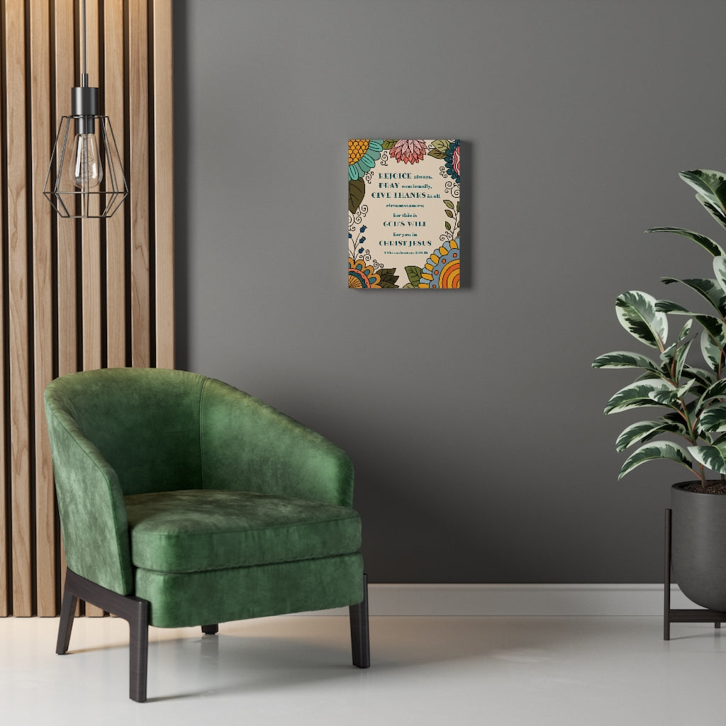 Scripture Walls Rejoice Always 1 Thessalonians 5:16-18 Colorful Bible Verse Canvas Christian Wall Art Ready to Hang Unframed-Express Your Love Gifts