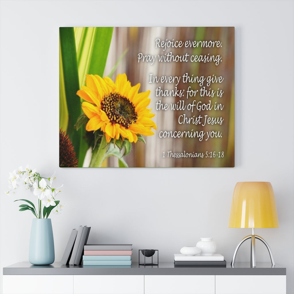 Scripture Walls Rejoice Evermore 1 Thessalonians 5:16-18Bible Verse Canvas Christian Wall Art Ready to Hang Unframed-Express Your Love Gifts