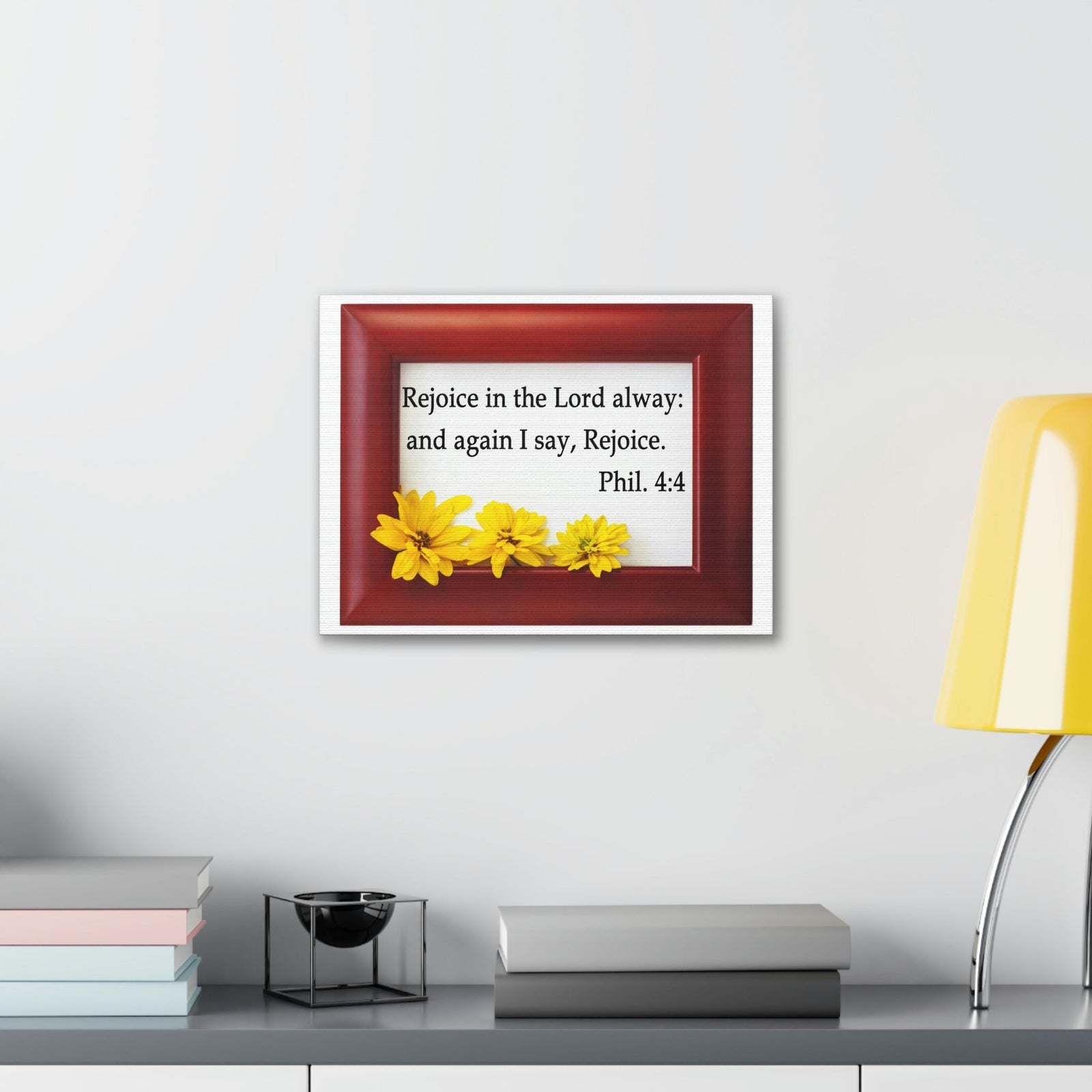 Scripture Walls Rejoice In The Lord Frame Philippians 4:4 Bible Verse Canvas Christian Wall Art Ready to Hang Unframed-Express Your Love Gifts
