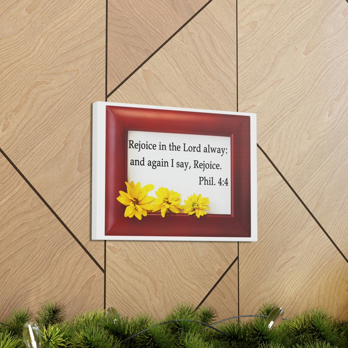 Scripture Walls Rejoice In The Lord Frame Philippians 4:4 Bible Verse Canvas Christian Wall Art Ready to Hang Unframed-Express Your Love Gifts