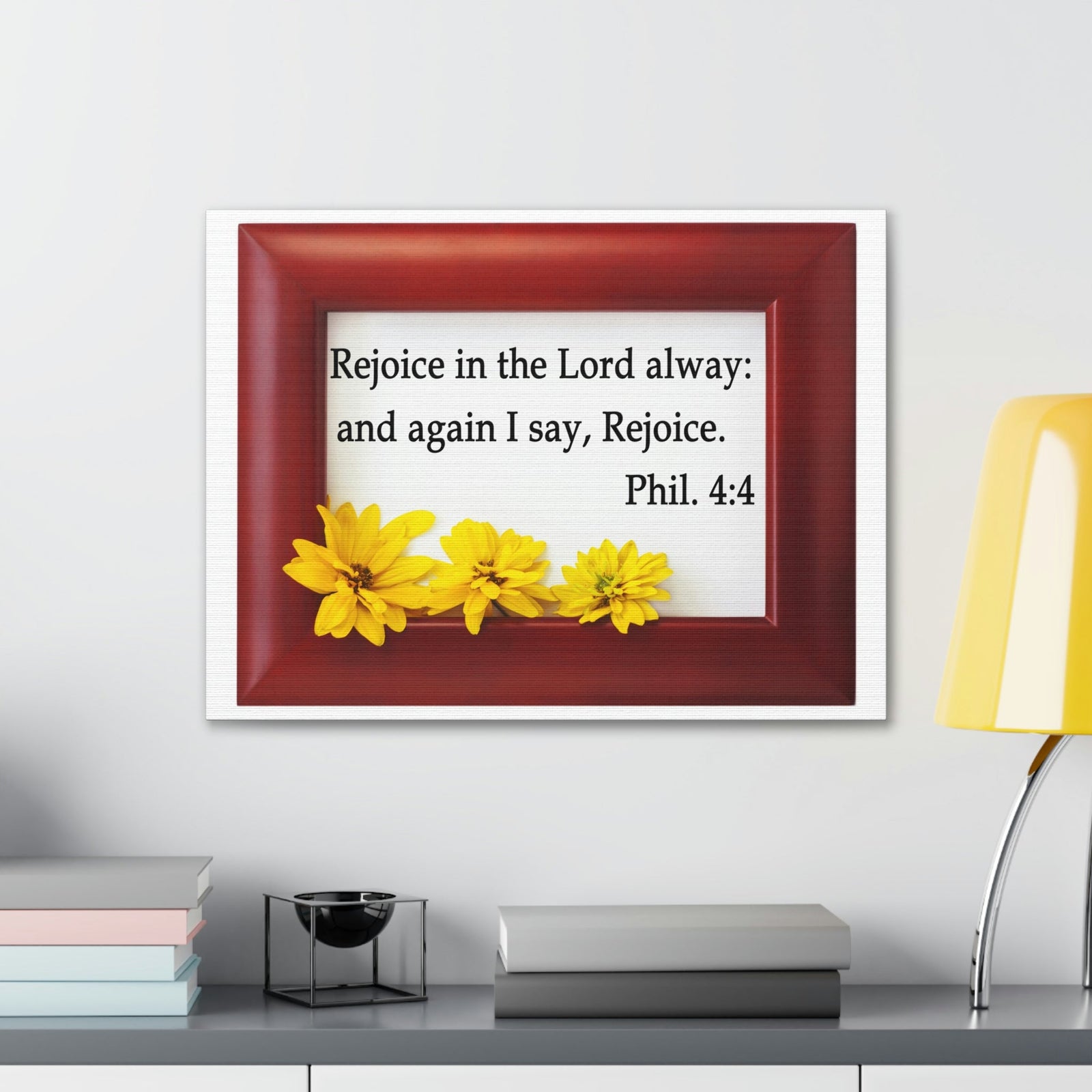 Scripture Walls Rejoice In The Lord Frame Philippians 4:4 Bible Verse Canvas Christian Wall Art Ready to Hang Unframed-Express Your Love Gifts