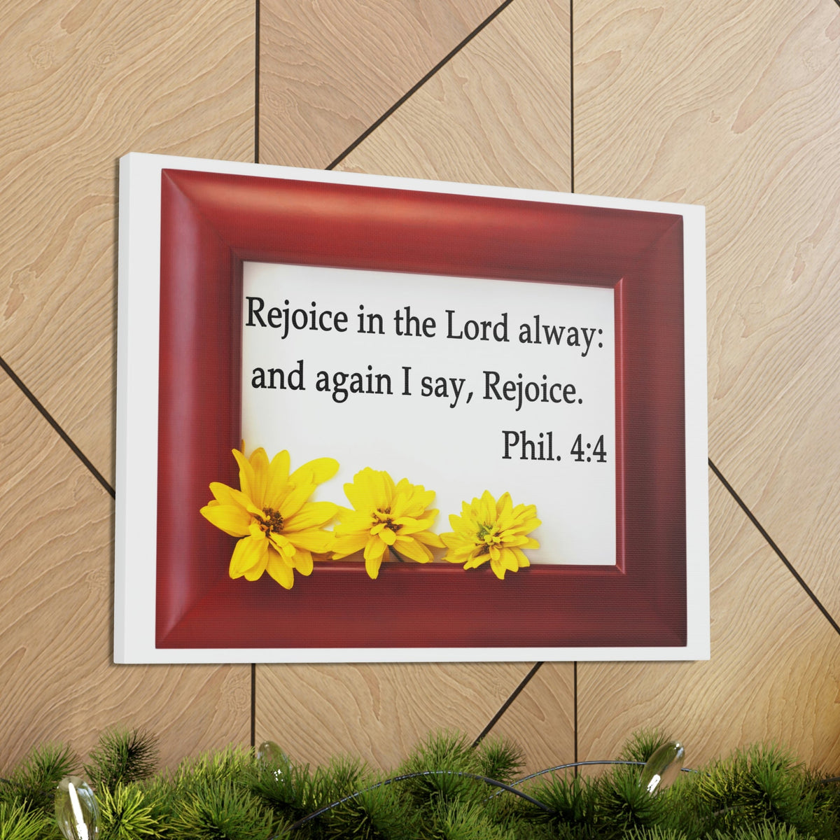 Scripture Walls Rejoice In The Lord Frame Philippians 4:4 Bible Verse Canvas Christian Wall Art Ready to Hang Unframed-Express Your Love Gifts