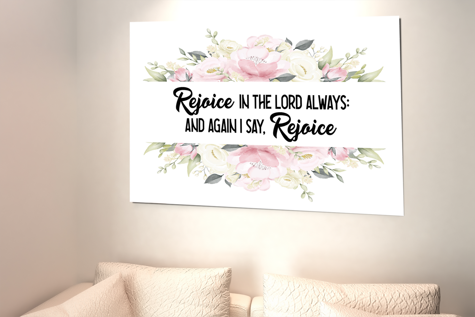 Scripture Walls Rejoice in the Lord Philippians 4:4 Bible Verse Canvas Christian Wall Art Ready to Hang Unframed-Express Your Love Gifts