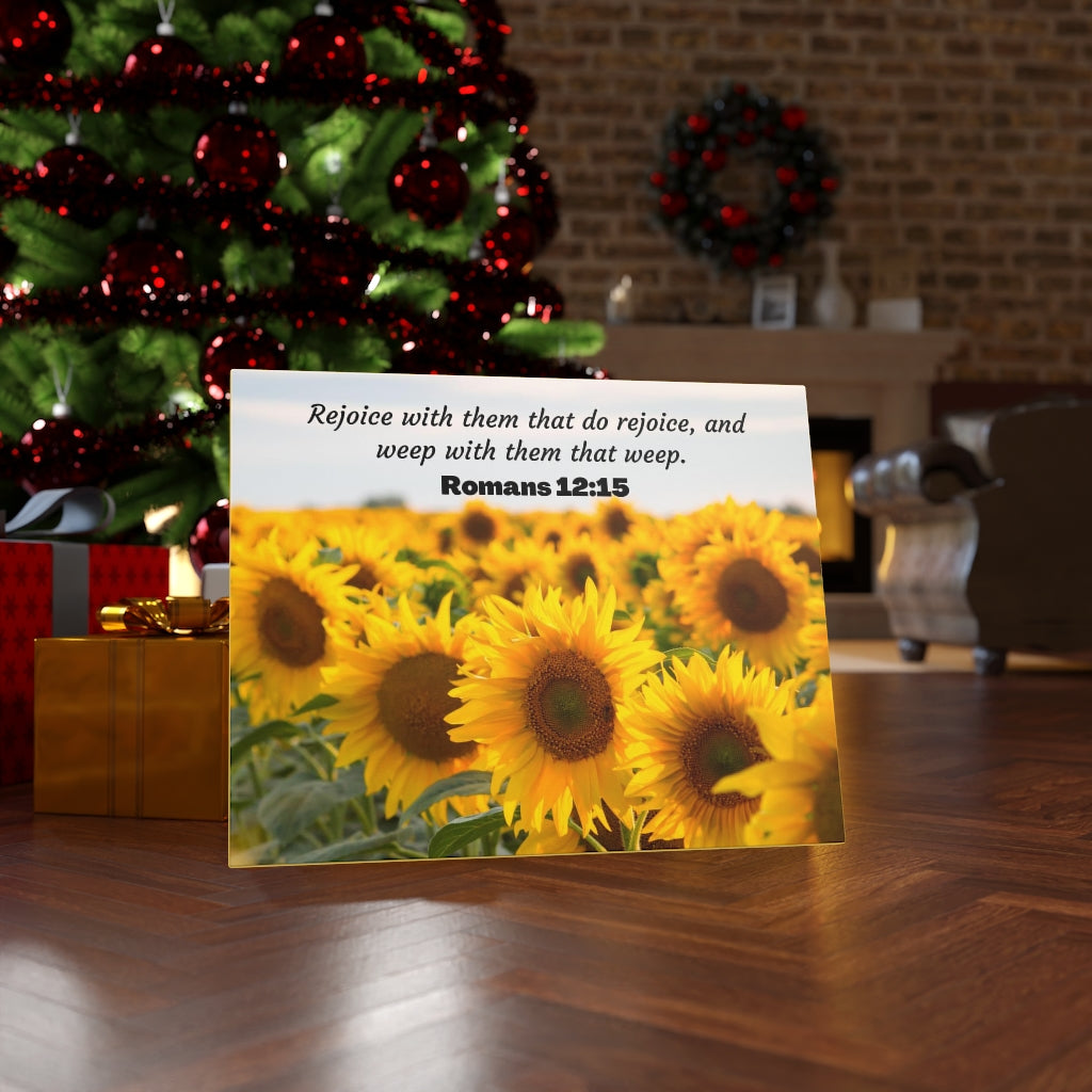 Scripture Walls Rejoice With Them Romans 12:15 Sunflower Bible Verse Canvas Christian Wall Art Ready to Hang Unframed-Express Your Love Gifts