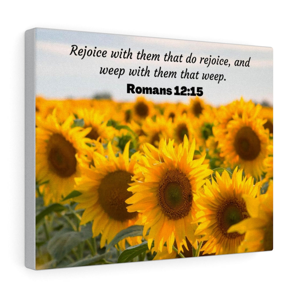 Scripture Walls Rejoice With Them Romans 12:15 Sunflower Bible Verse Canvas Christian Wall Art Ready to Hang Unframed-Express Your Love Gifts