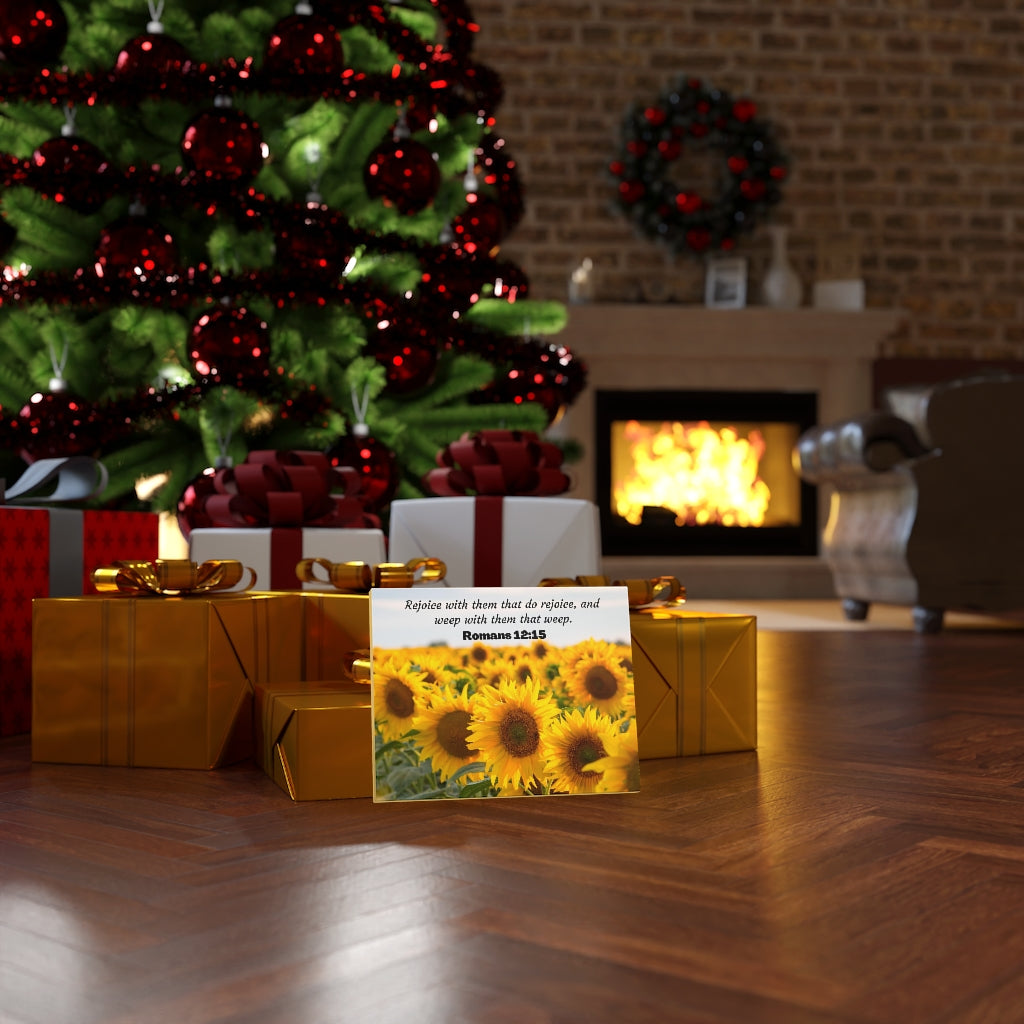 Scripture Walls Rejoice With Them Romans 12:15 Sunflower Bible Verse Canvas Christian Wall Art Ready to Hang Unframed-Express Your Love Gifts