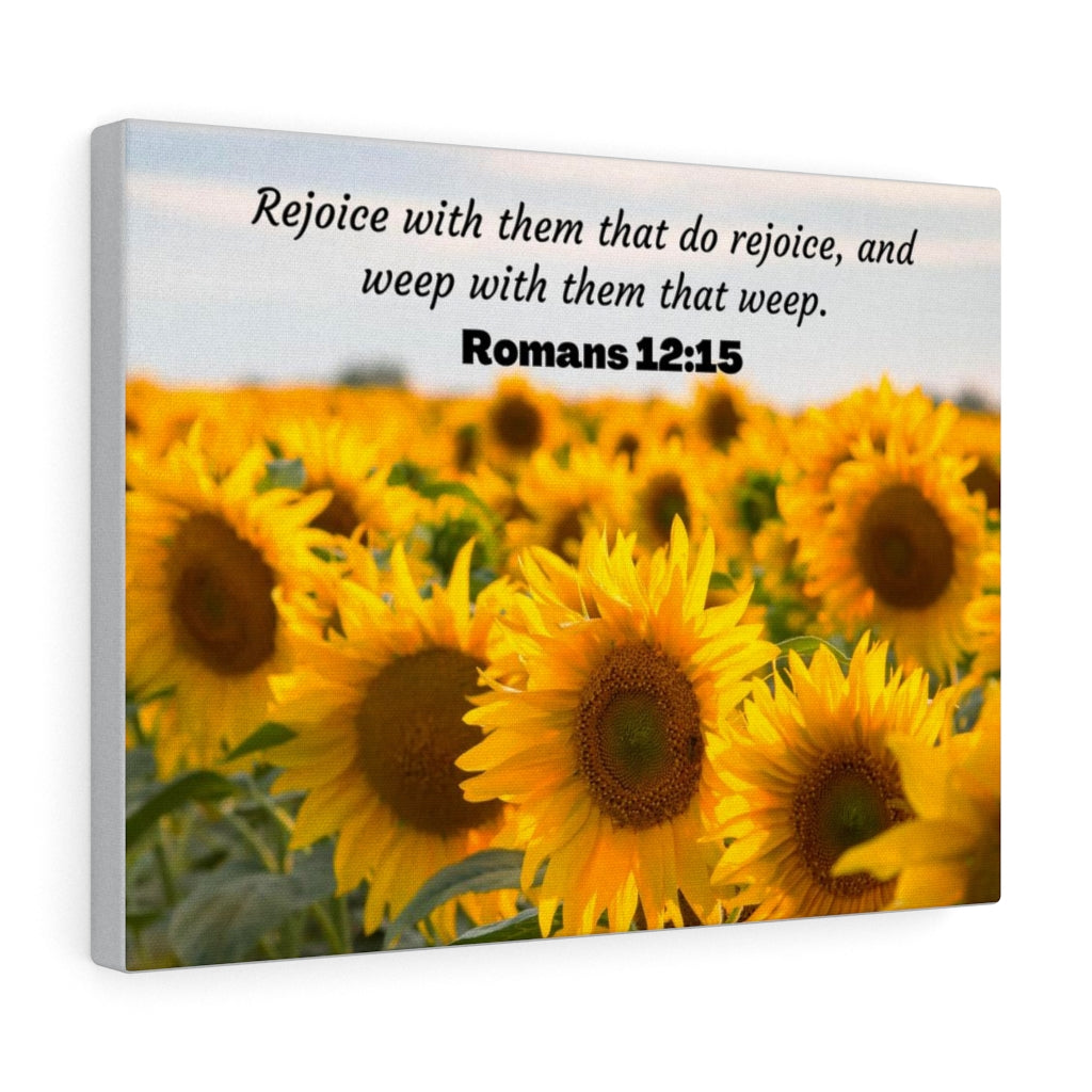 Scripture Walls Rejoice With Them Romans 12:15 Sunflower Bible Verse Canvas Christian Wall Art Ready to Hang Unframed-Express Your Love Gifts