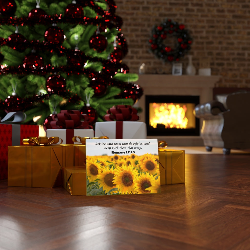 Scripture Walls Rejoice With Them Romans 12:15 Sunflower Bible Verse Canvas Christian Wall Art Ready to Hang Unframed-Express Your Love Gifts