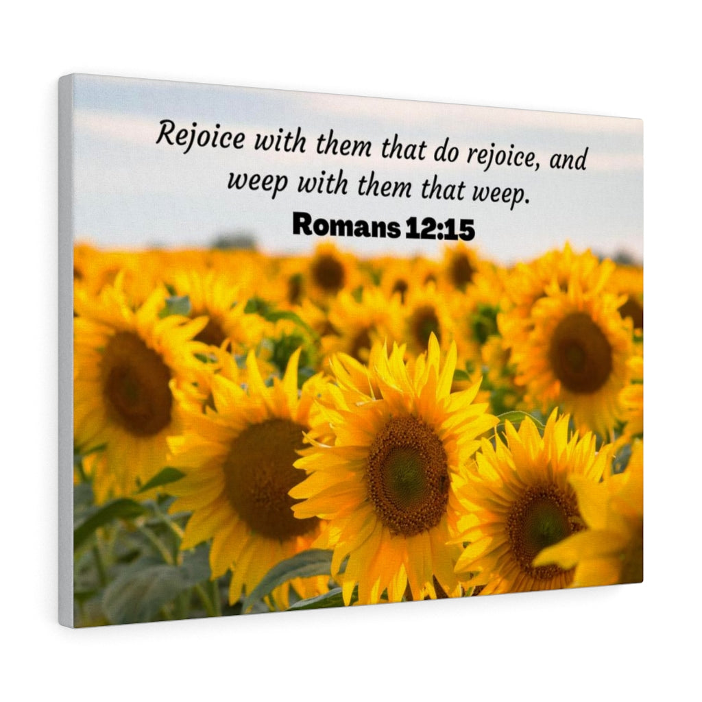 Scripture Walls Rejoice With Them Romans 12:15 Sunflower Bible Verse Canvas Christian Wall Art Ready to Hang Unframed-Express Your Love Gifts