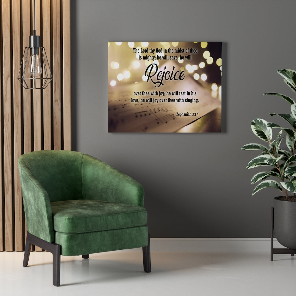Scripture Walls Rejoice Zephaniah 3:17 Christian Home Decor Bible Art Unframed-Express Your Love Gifts