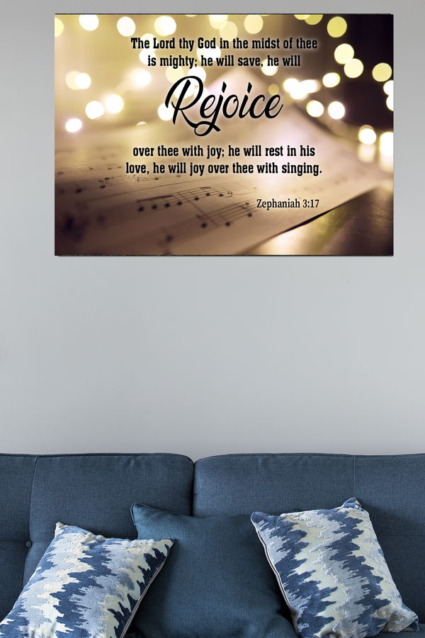 Scripture Walls Rejoice Zephaniah 3:17 Christian Home Decor Bible Art Unframed-Express Your Love Gifts