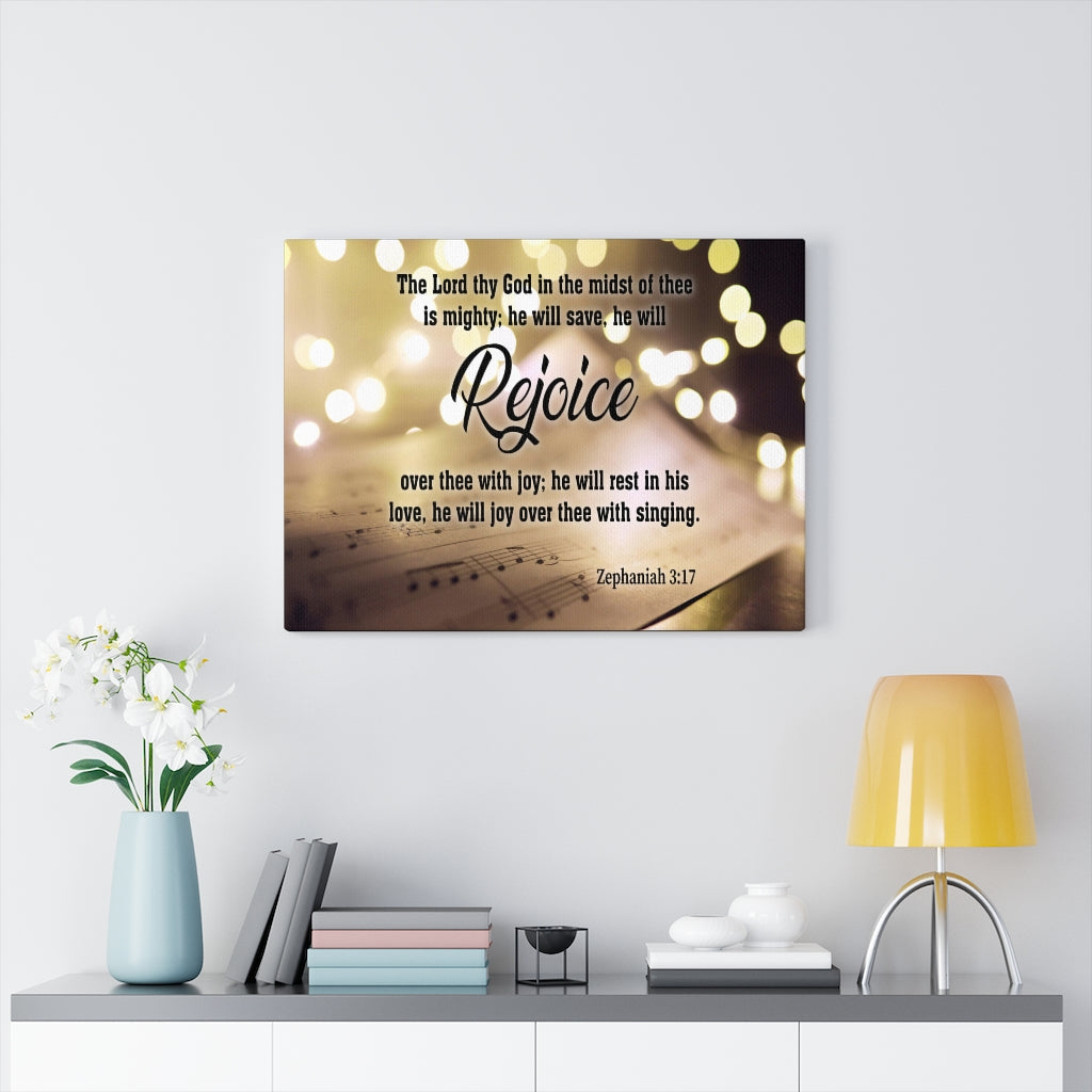 Scripture Walls Rejoice Zephaniah 3:17 Christian Home Decor Bible Art Unframed-Express Your Love Gifts