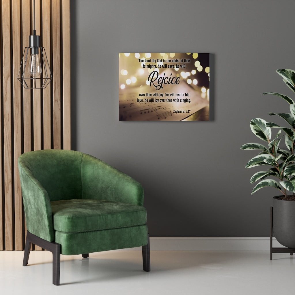 Scripture Walls Rejoice Zephaniah 3:17 Christian Home Decor Bible Art Unframed-Express Your Love Gifts