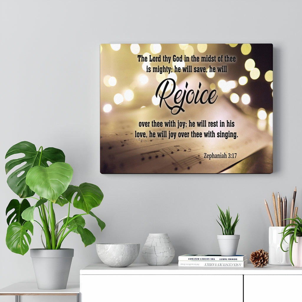 Scripture Walls Rejoice Zephaniah 3:17 Christian Home Decor Bible Art Unframed-Express Your Love Gifts