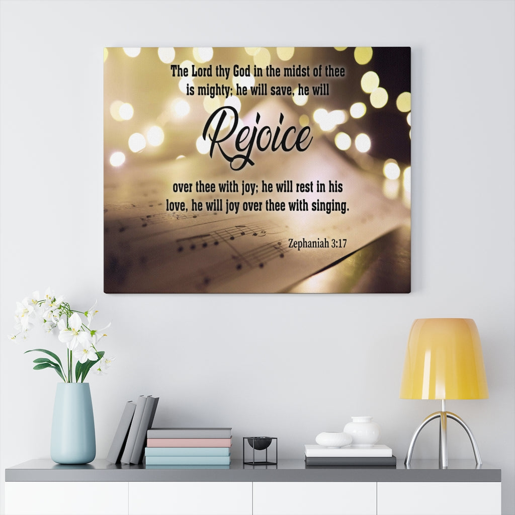 Scripture Walls Rejoice Zephaniah 3:17 Christian Home Decor Bible Art Unframed-Express Your Love Gifts