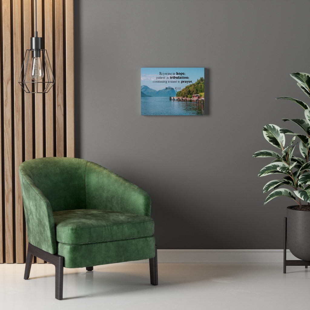 Scripture Walls Rejoicing in Hope Romans 12:12 Bible Verse Canvas Christian Wall Art Ready to Hang Unframed-Express Your Love Gifts