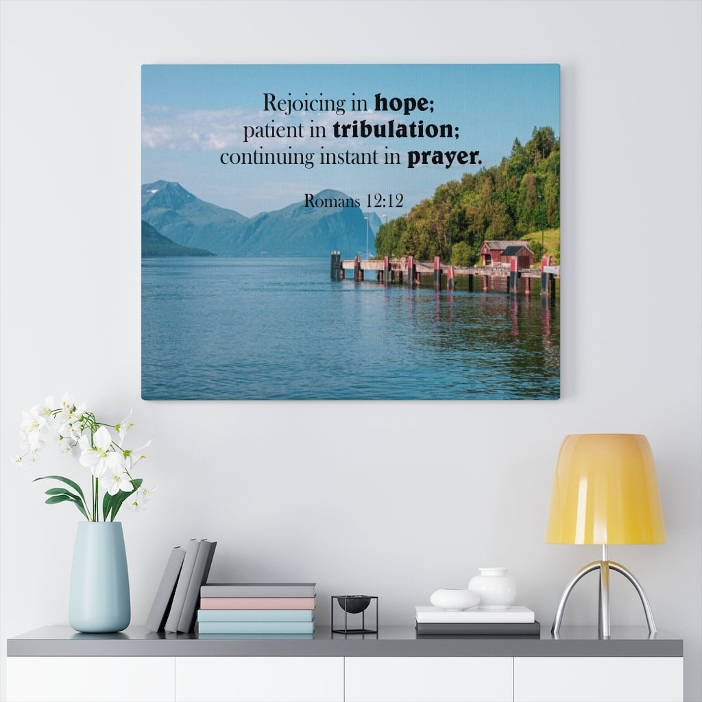 Scripture Walls Rejoicing in Hope Romans 12:12 Bible Verse Canvas Christian Wall Art Ready to Hang Unframed-Express Your Love Gifts