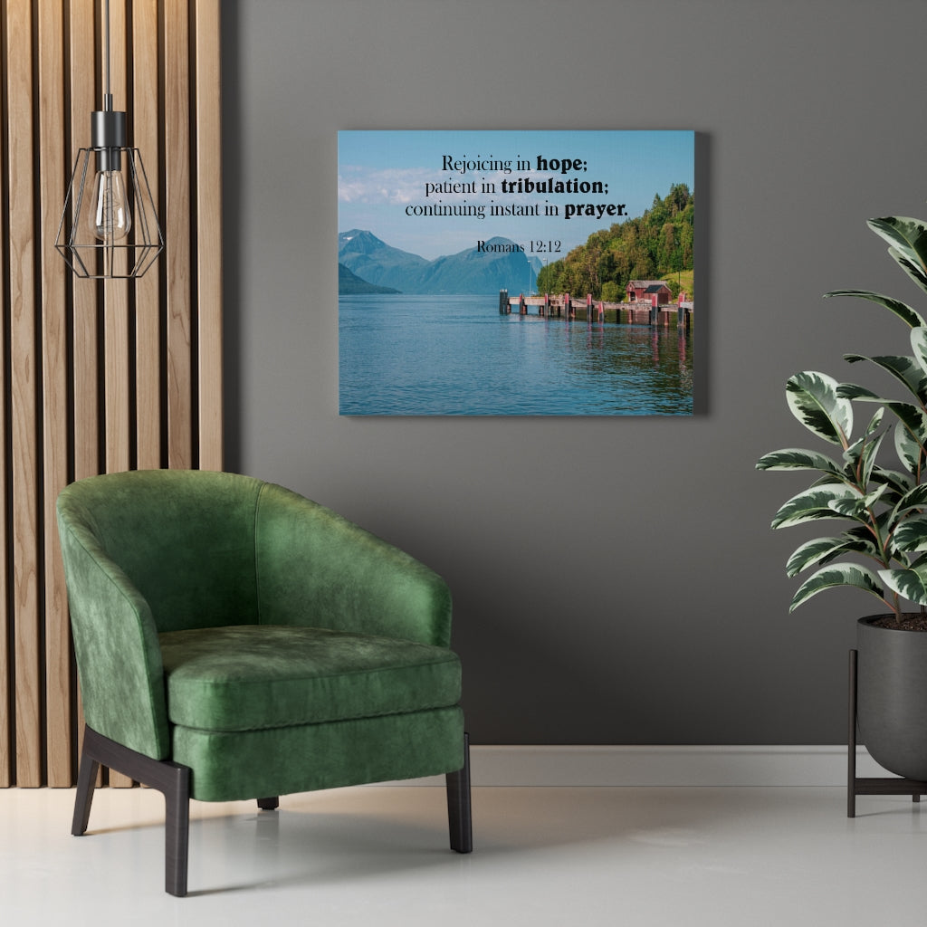 Scripture Walls Rejoicing in Hope Romans 12:12 Bible Verse Canvas Christian Wall Art Ready to Hang Unframed-Express Your Love Gifts