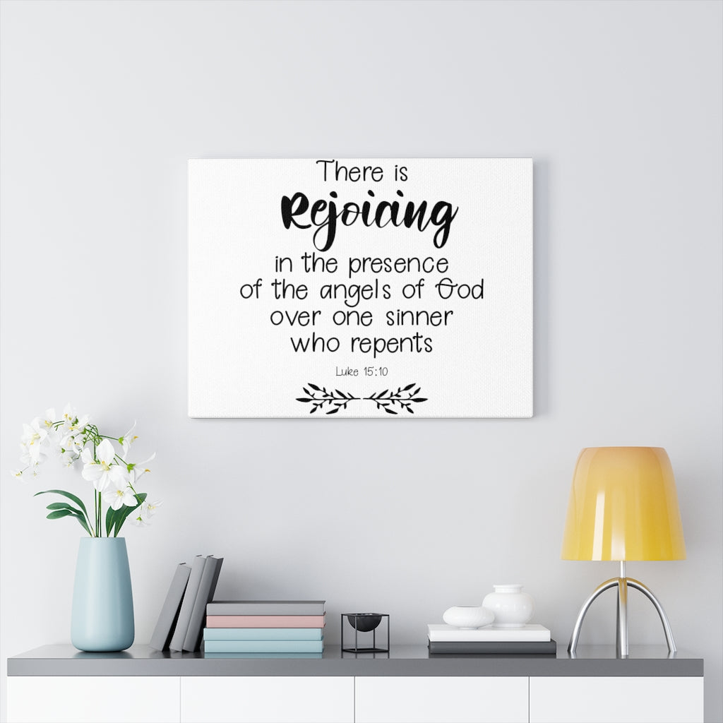 Scripture Walls Rejoicing Luke 15:10 Bible Verse Canvas Christian Wall Art Ready to Hang Unframed-Express Your Love Gifts