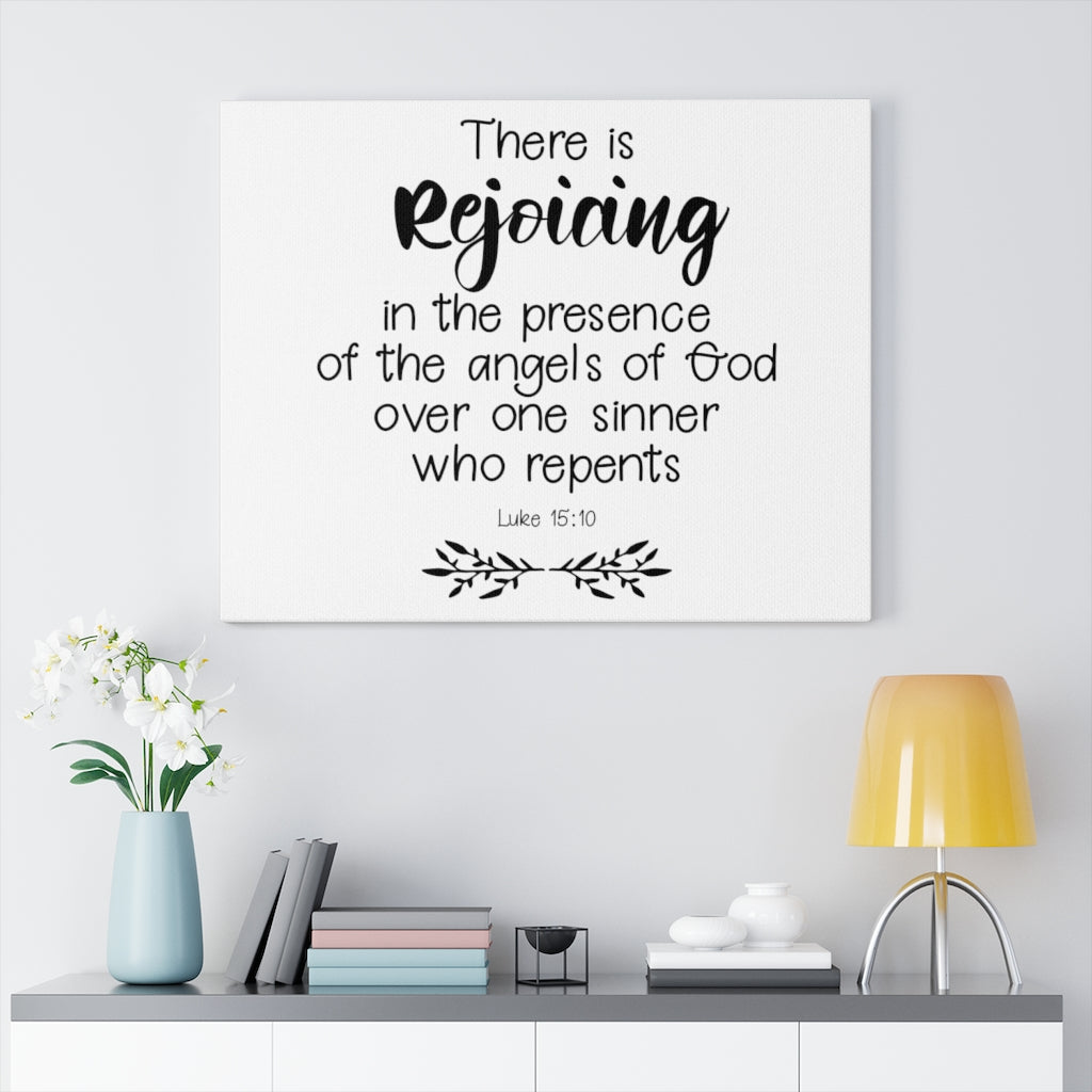 Scripture Walls Rejoicing Luke 15:10 Bible Verse Canvas Christian Wall Art Ready to Hang Unframed-Express Your Love Gifts