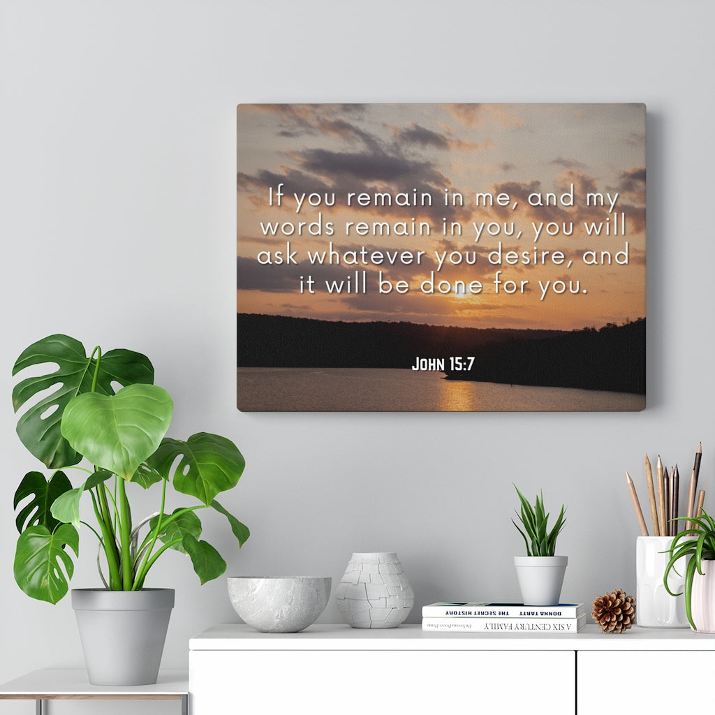 Scripture Walls Remain In Me John 15:7 Bible Verse Canvas Christian Wall Art Ready to Hang Unframed-Express Your Love Gifts