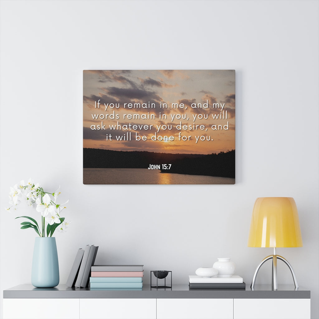 Scripture Walls Remain In Me John 15:7 Bible Verse Canvas Christian Wall Art Ready to Hang Unframed-Express Your Love Gifts