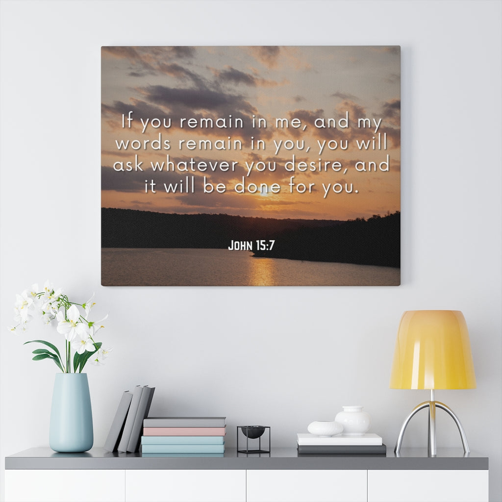 Scripture Walls Remain In Me John 15:7 Bible Verse Canvas Christian Wall Art Ready to Hang Unframed-Express Your Love Gifts