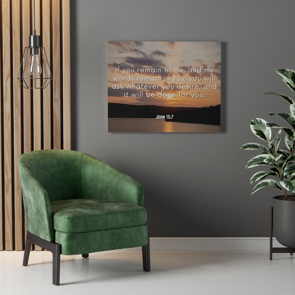 Scripture Walls Remain In Me John 15:7 Bible Verse Canvas Christian Wall Art Ready to Hang Unframed-Express Your Love Gifts