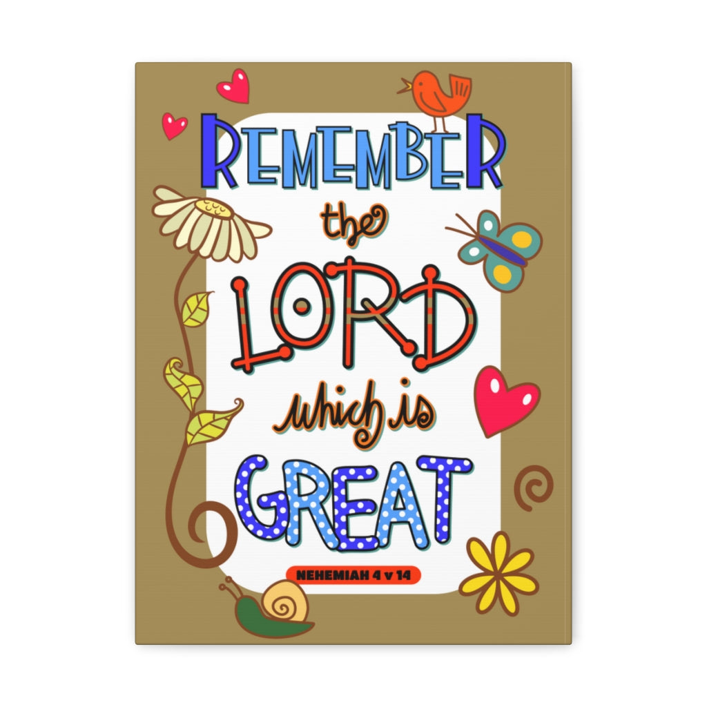 Scripture Walls Remember The Lord Nehemiah 4:14 Bible Verse Canvas Christian Wall Art Ready to Hang Unframed-Express Your Love Gifts