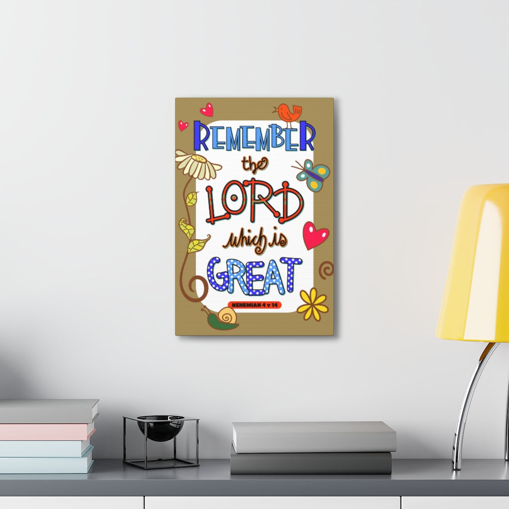 Scripture Walls Remember The Lord Nehemiah 4:14 Bible Verse Canvas Christian Wall Art Ready to Hang Unframed-Express Your Love Gifts