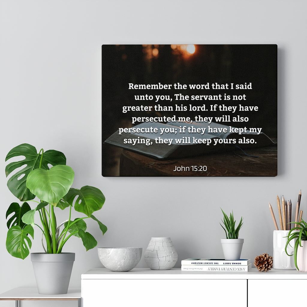 Scripture Walls Remember The Word John 15:20 Bible Verse Canvas Christian Wall Art Ready to Hang Unframed-Express Your Love Gifts