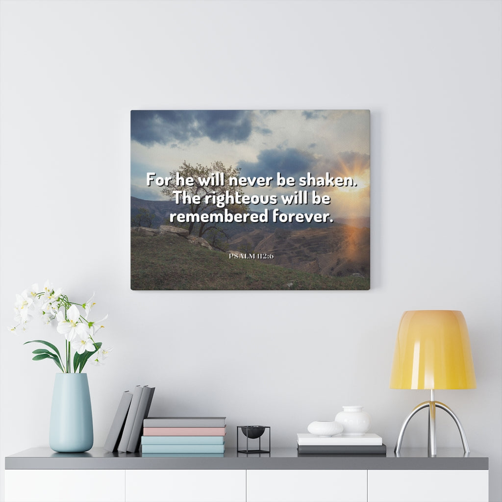 Scripture Walls Remembered Forever Psalm 112:6 Bible Verse Canvas Christian Wall Art Ready to Hang Unframed-Express Your Love Gifts