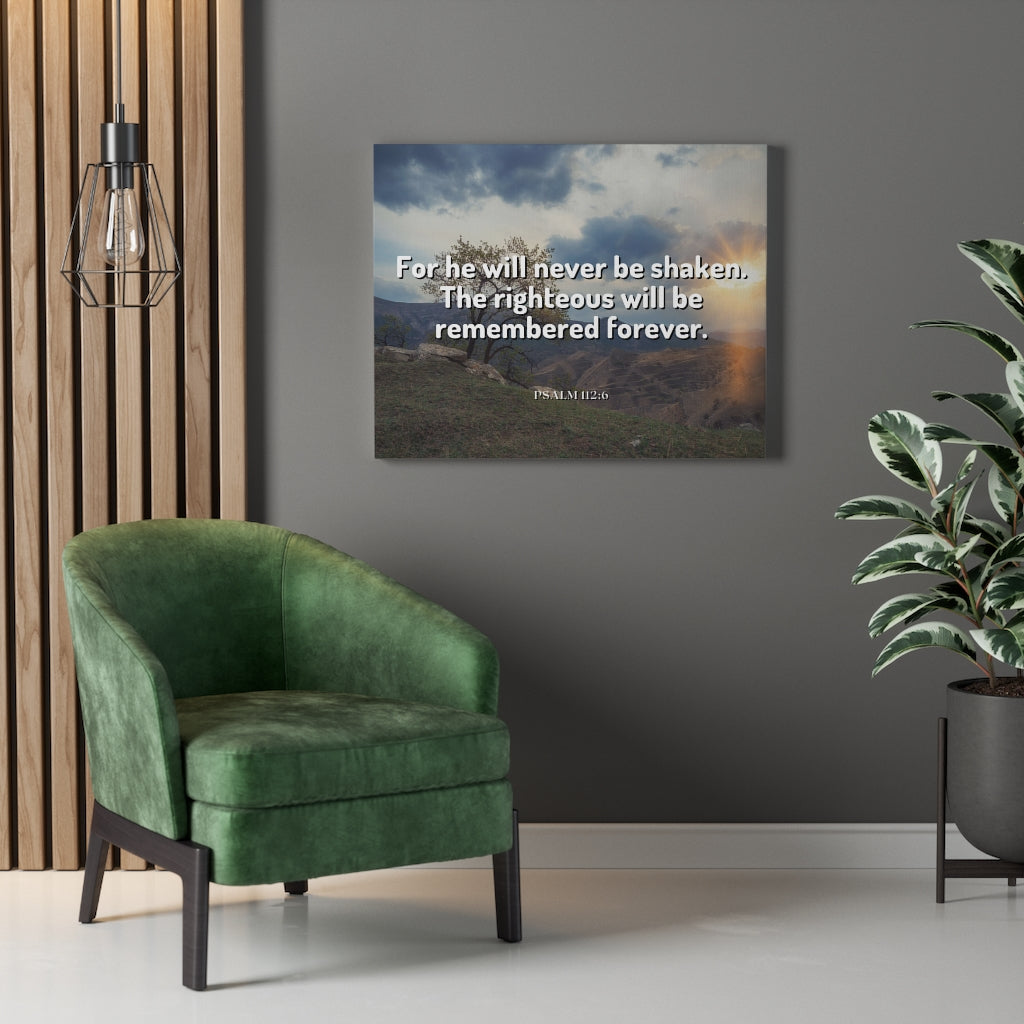 Scripture Walls Remembered Forever Psalm 112:6 Bible Verse Canvas Christian Wall Art Ready to Hang Unframed-Express Your Love Gifts