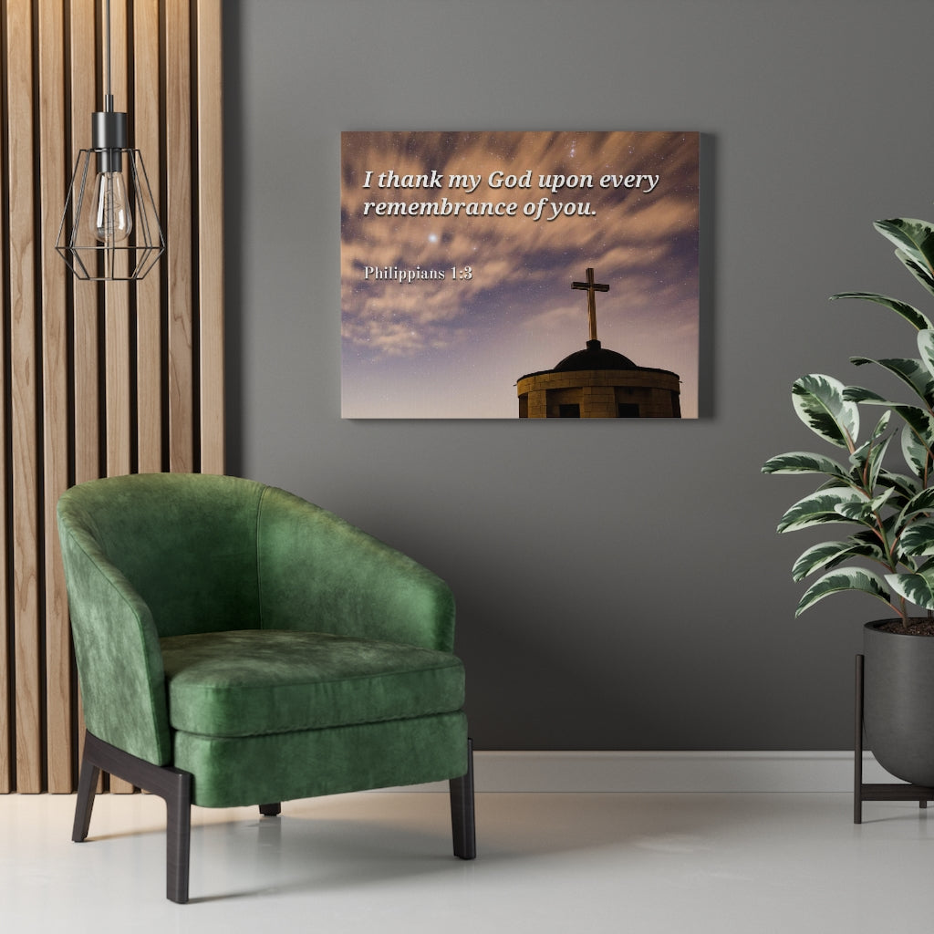 Scripture Walls Remembrance Of You Philippians 1:3 Bible Verse Canvas Christian Wall Art Ready to Hang Unframed-Express Your Love Gifts