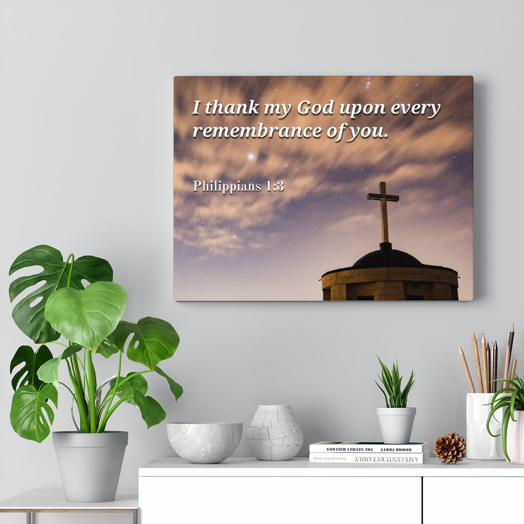 Scripture Walls Remembrance Of You Philippians 1:3 Bible Verse Canvas Christian Wall Art Ready to Hang Unframed-Express Your Love Gifts