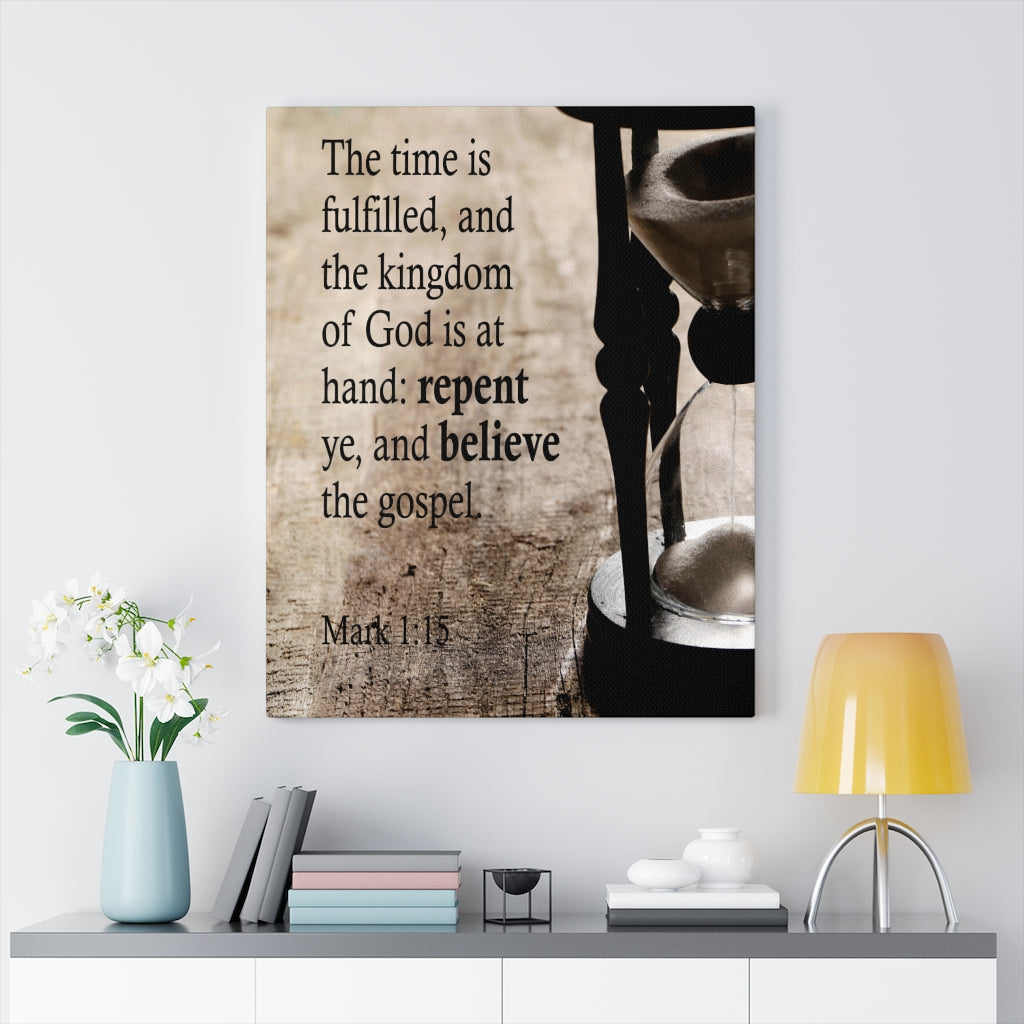 Scripture Walls Repent and Believe Mark 1:15 Bible Verse Canvas Christian Wall Art Ready to Hang Unframed-Express Your Love Gifts
