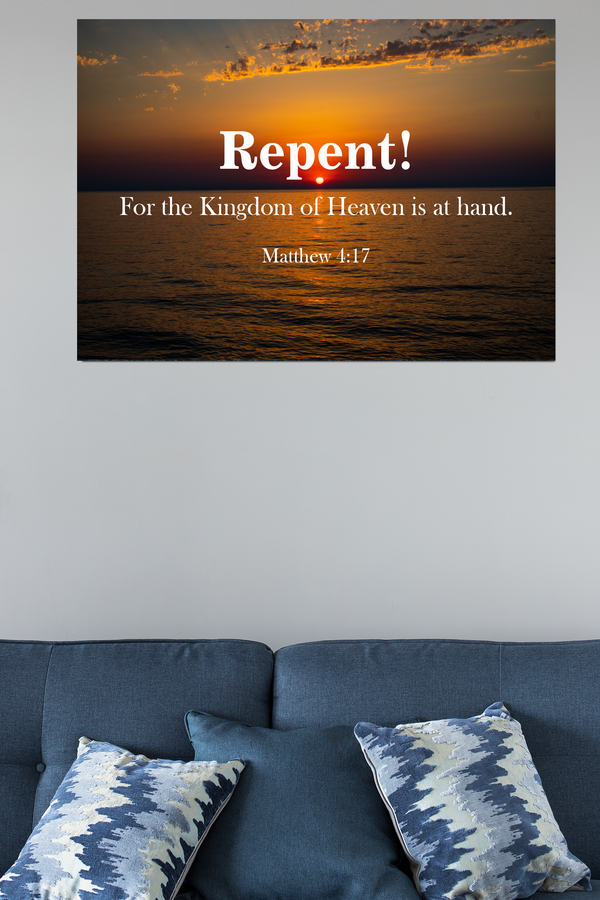 Scripture Walls Repent Matthew 4:17 Christian Home Decor Bible Art Unframed-Express Your Love Gifts