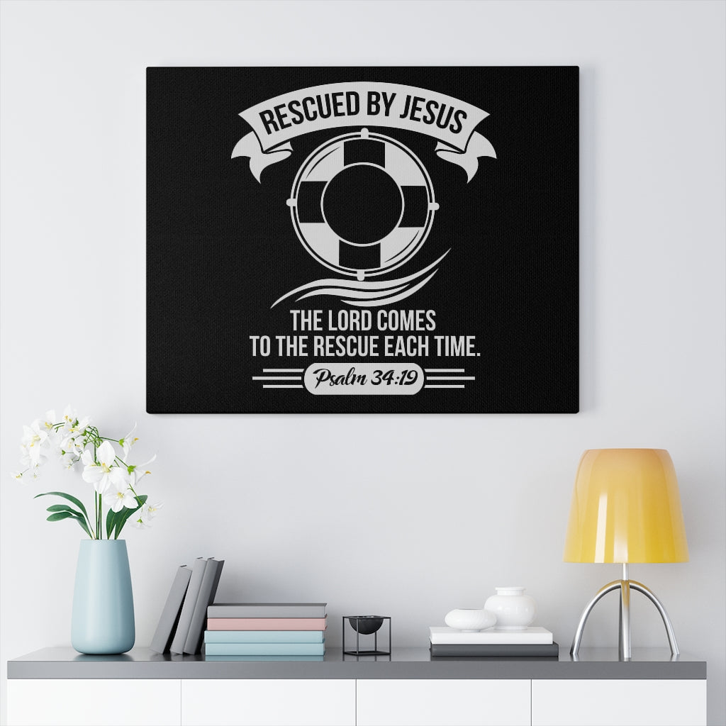 Scripture Walls Rescued By Jesus Psalm 34:19 Bible Verse Canvas Christian Wall Art Ready to Hang Unframed-Express Your Love Gifts