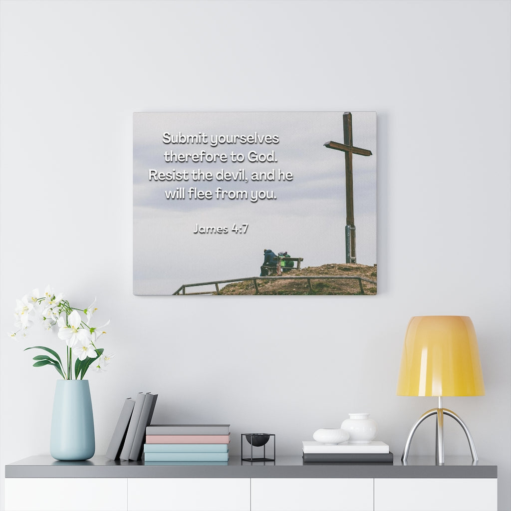 Scripture Walls Resist The Devil James 4:7 Bible Verse Canvas Christian Wall Art Ready to Hang Unframed-Express Your Love Gifts