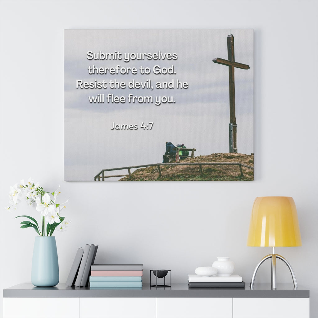 Scripture Walls Resist The Devil James 4:7 Bible Verse Canvas Christian Wall Art Ready to Hang Unframed-Express Your Love Gifts