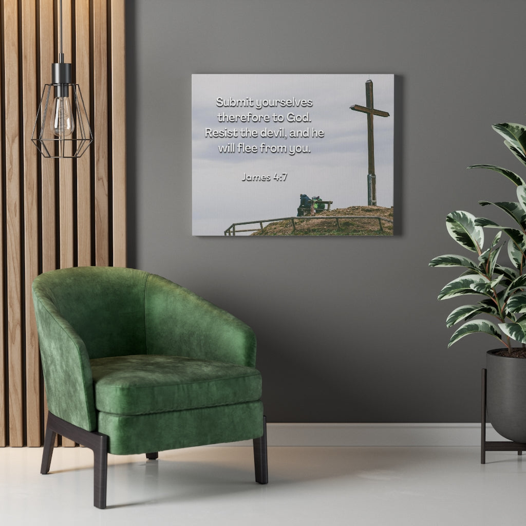 Scripture Walls Resist The Devil James 4:7 Bible Verse Canvas Christian Wall Art Ready to Hang Unframed-Express Your Love Gifts