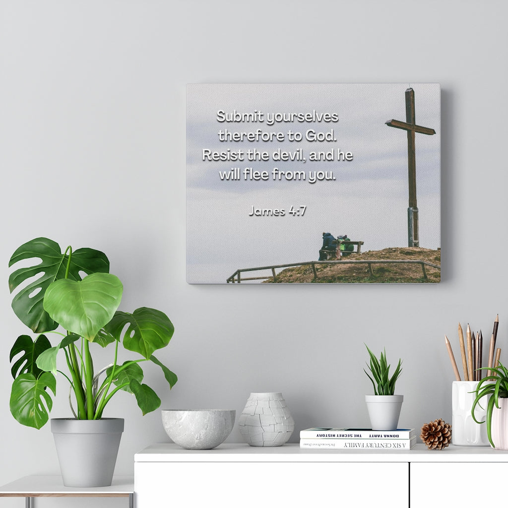 Scripture Walls Resist The Devil James 4:7 Bible Verse Canvas Christian Wall Art Ready to Hang Unframed-Express Your Love Gifts