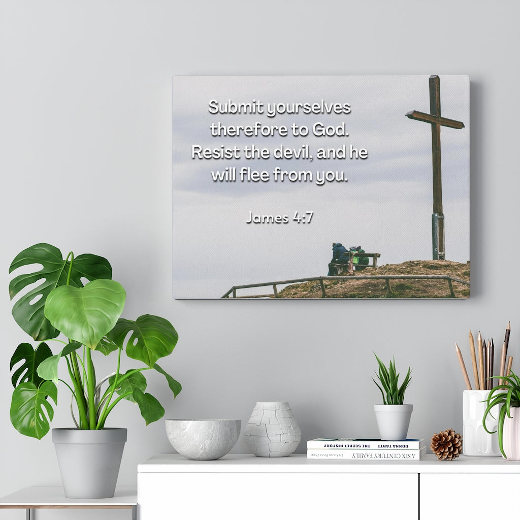 Scripture Walls Resist The Devil James 4:7 Bible Verse Canvas Christian Wall Art Ready to Hang Unframed-Express Your Love Gifts