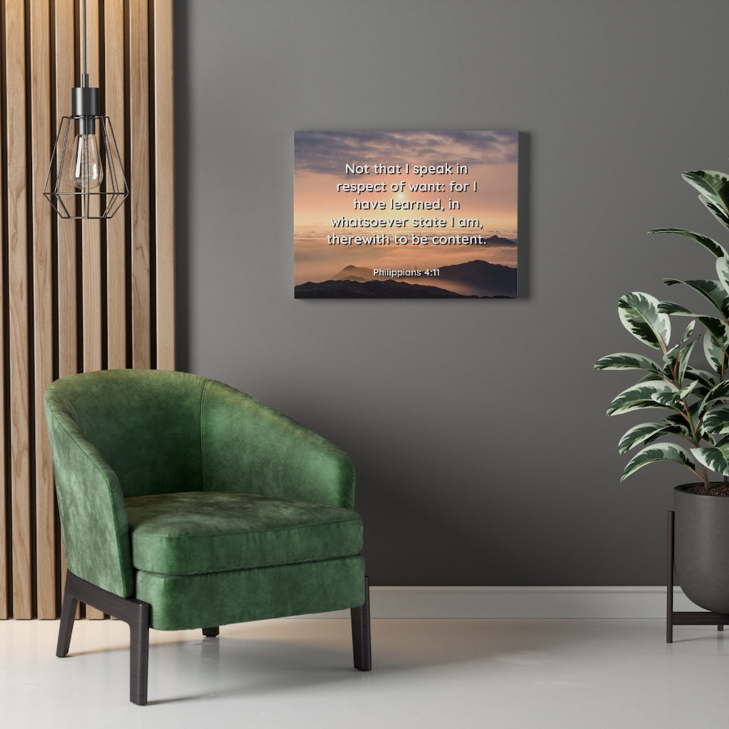 Scripture Walls Respect Of Want Philippians 4:11 Bible Verse Canvas Christian Wall Art Ready to Hang Unframed-Express Your Love Gifts