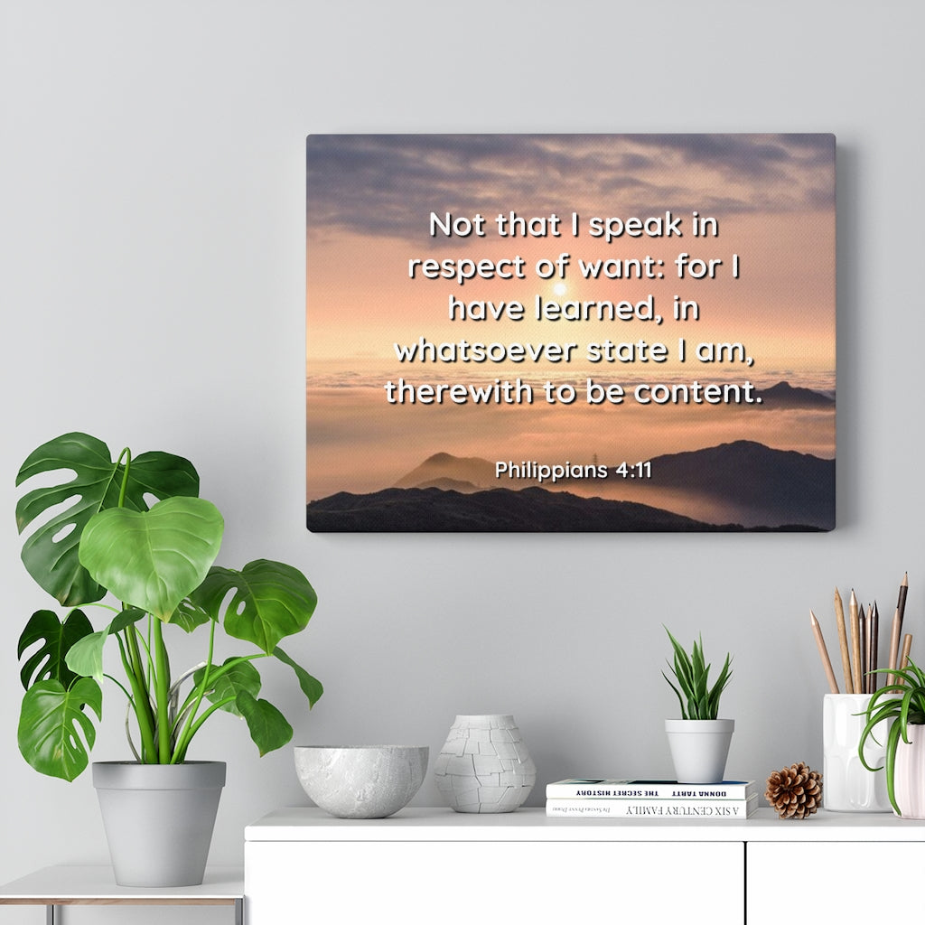 Scripture Walls Respect Of Want Philippians 4:11 Bible Verse Canvas Christian Wall Art Ready to Hang Unframed-Express Your Love Gifts